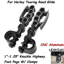 1"-1.25" Knuckle Highway Engine Crash Foot Pegs For Harley Touring Road Glide