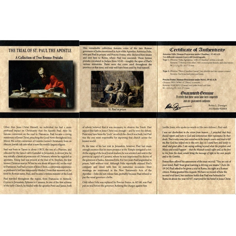 Box of 2 Ancient Bronze Coins from the Trials of St. Paul 🇮🇱 - Image 3 of 3