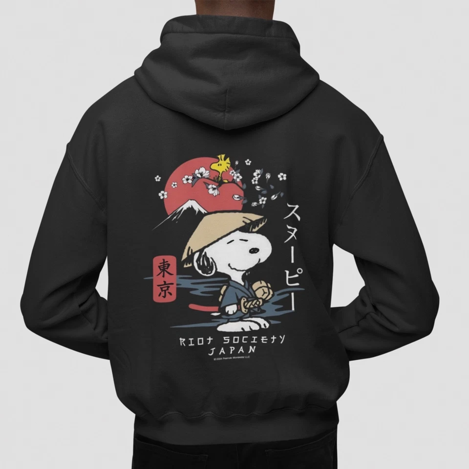 Sudadera con Capucha Snoopy Japonesa Fuji Mountain Sakura Gráfico Tokio Streetwear Unisex Foto 2 de 4