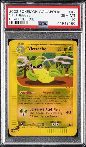 2003 POKEMON AQUAPOLIS #42 VICTREEBEL-REVERSE FOIL PSA 10