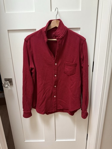 Frank & Eileen Felpa Eileen Triple Fleece con bottoni Rosso - Small Nuova senza etichette - Foto 4 di 8