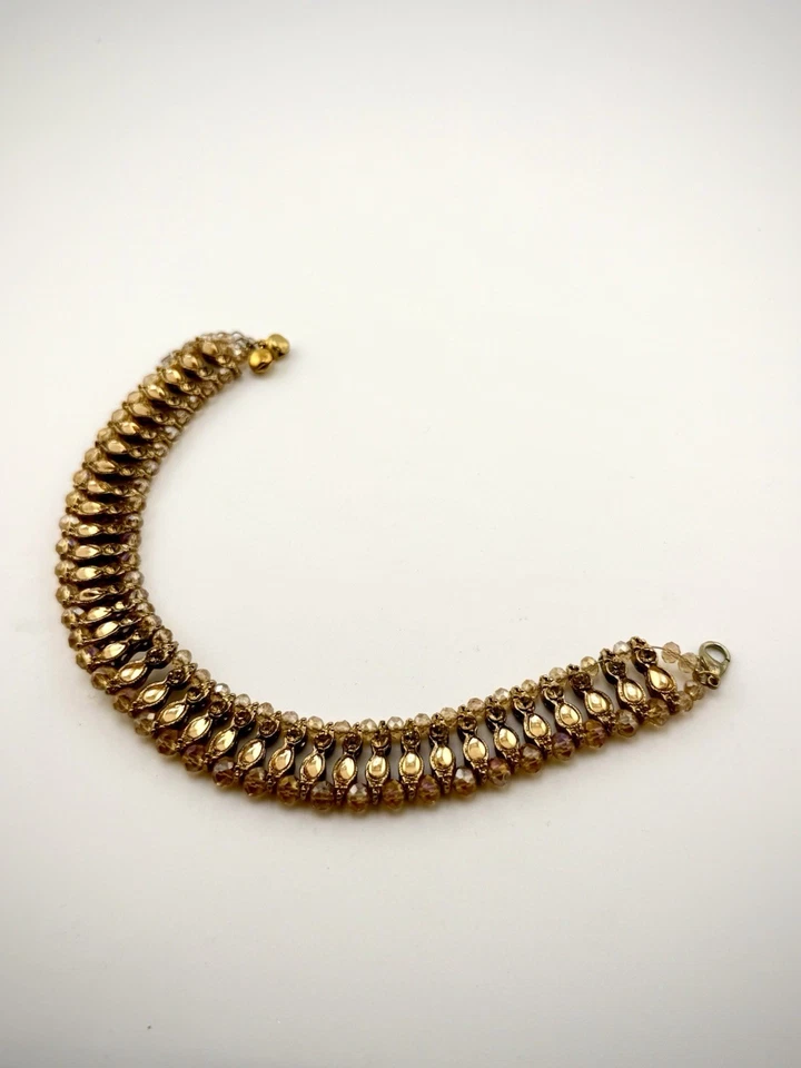 Tobillera con cuentas de vidrio ámbar topacio Bali 9 pulgadas L. Artículo B-103 Foto 4 de 4