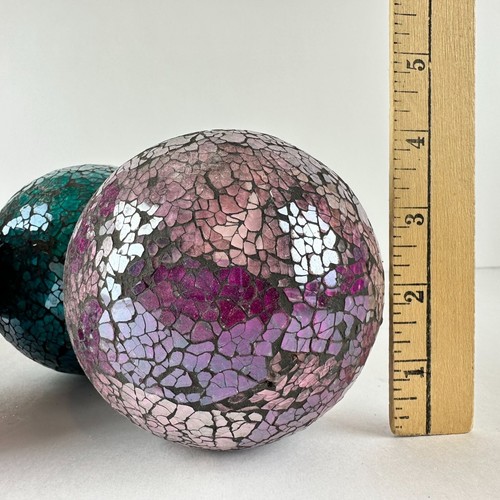 Decorative Orb Sphere Balls Pink Purple Teall Mosaic 3.5-4" Bulbs - 第 2/3 張圖片