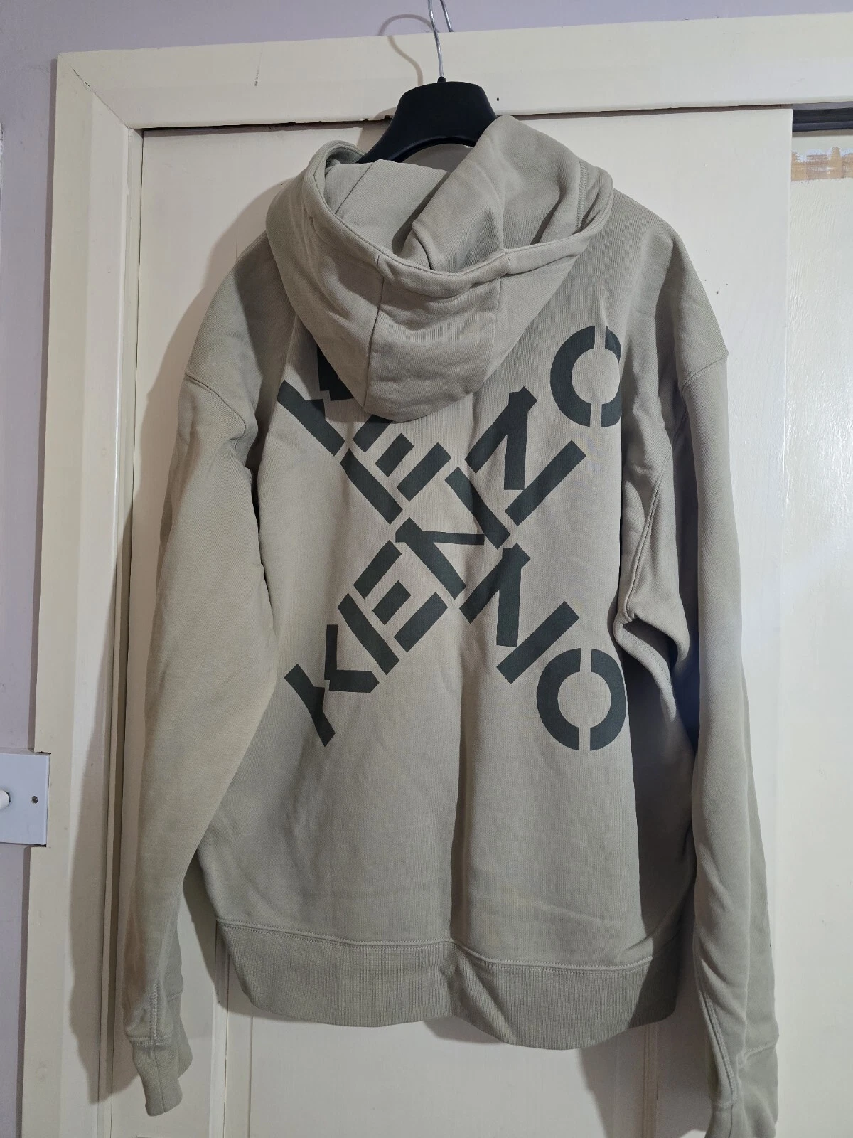 Felpa con cappuccio uomo designer Kenzo kaki con logo sul retro taglia M