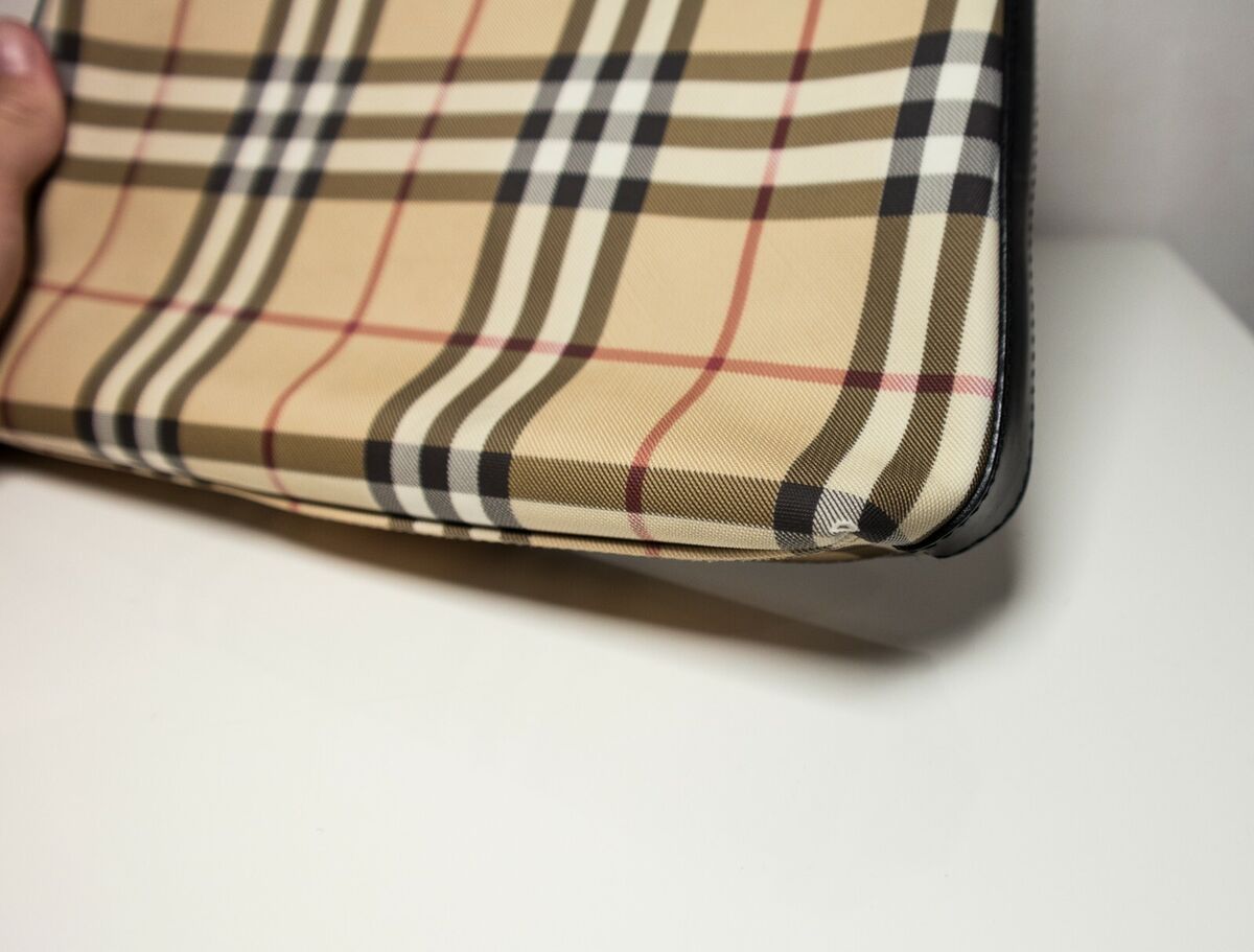 Burberry Logos Nova Check Shoulder Bag Canvas Leather Beige Burberry Logos Nova Check Shoulder Bag Canvas Leather Beige