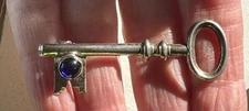 Cora Antique Sterling Silver Royal Blue Gemstone Pin 2 1/4 Inches