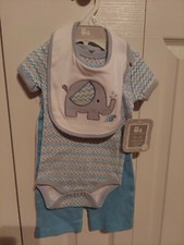 CRIBMATES THREE PIECE BABY BOY ELEPHANT THEME SET NEW W/ HANGER