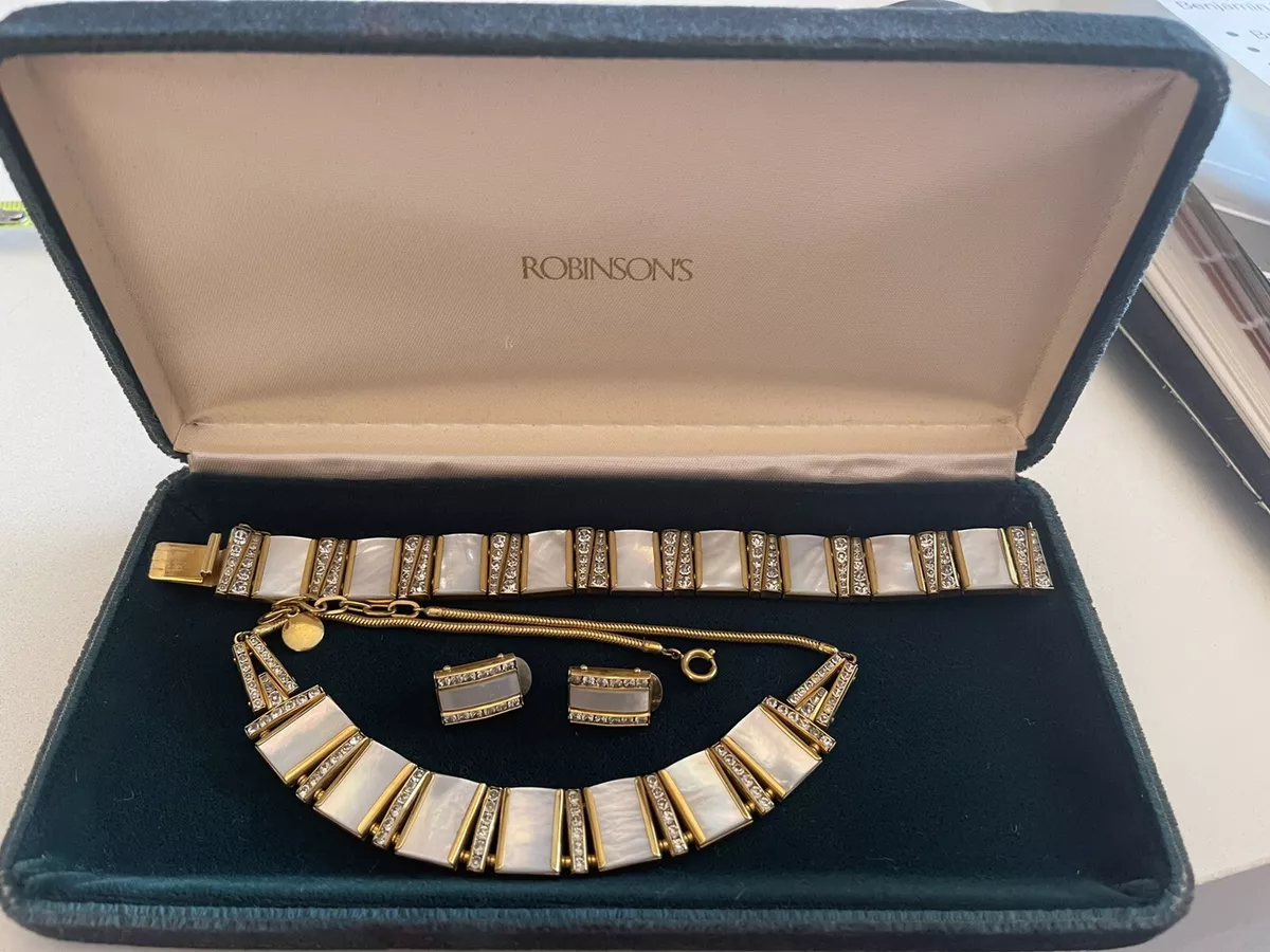 Vintage 1940's DoSo Rhinestone, Mother of Pearl Set:Necklace