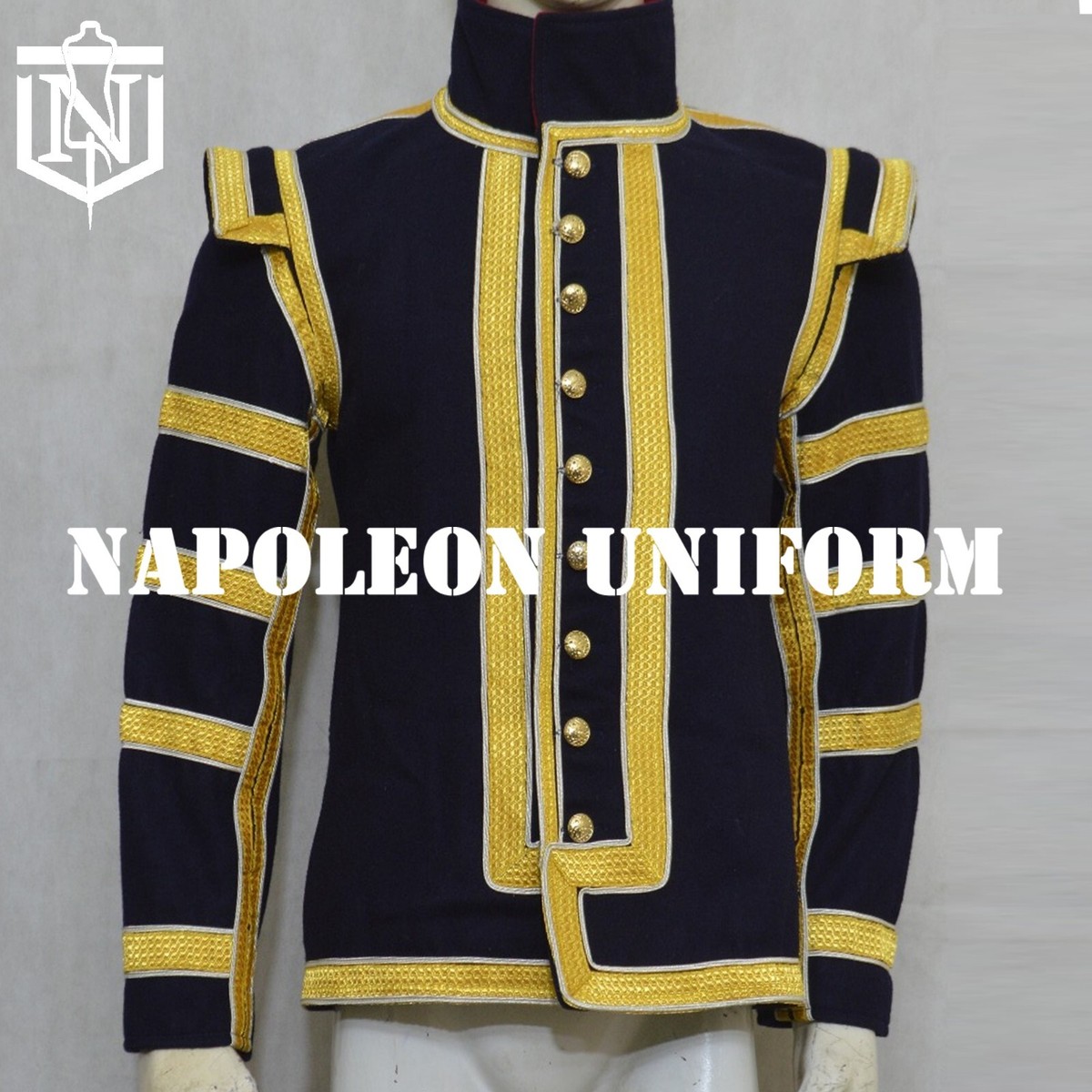 Newly Men's Black Wool Military Hussar 1779 Swedish Army Museum Uniform  jacket