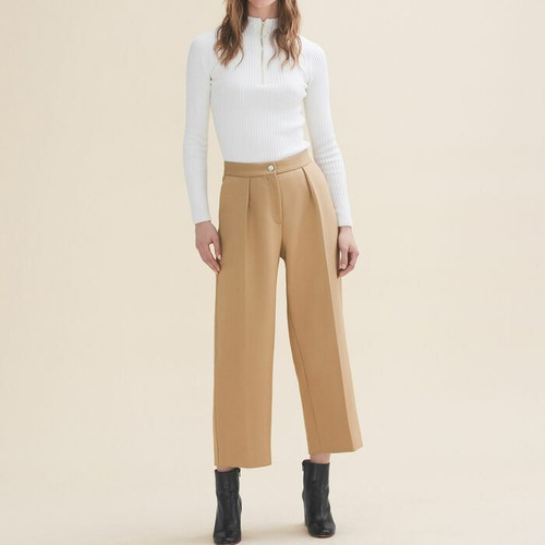 Maje Women's Camel Brown Pantalon Tailleur Cropped Trousers Pants Size 34  $295 | eBay