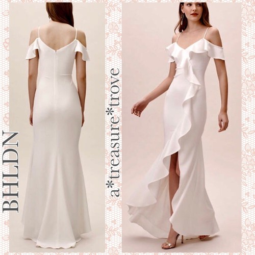 UK Ivory Ruffle Wedding Maxi Gown | eBay