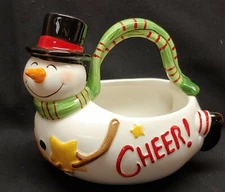 Fitz & Floyd Holiday Wishes Snowman Candy Dish Christmas Decoration 