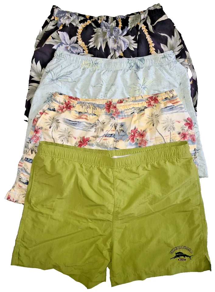 Lot of 4 Tommy Bahama bathing suits / trunks, men's size M - green floral Hawaii