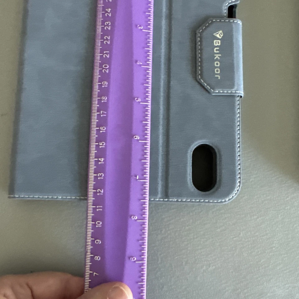 Apple iPad Mini Case BuKoor Gray Blue Suede Magnetic Cover w/ Pencil Holder - Image 4 of 4