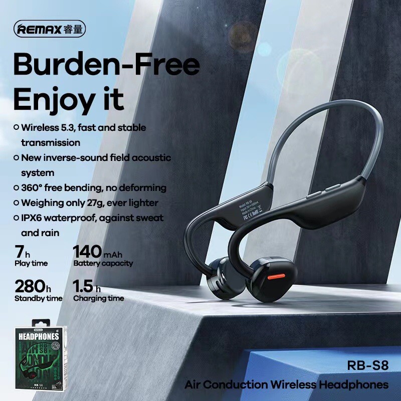 REMAX RB-S8, Sports Headphone, Air Conduction, Hi-Fi Sound