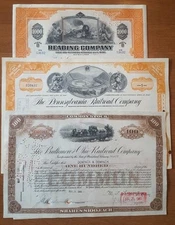 Monopoly Railroads Set 3 Stock certificates Reading Pennsylvania B&O Railroad