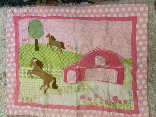 Circo Quilt Twin Girls Horses Ponies Pink farm reversible pillow sham And Sheets - Picture 1 of 13
