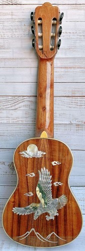 Alulu Solid Acacia Koa Tenor Guitarlele classical head type Eagle inlaid HU1271 - Picture 9 of 17