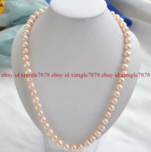 Beautiful 8-9mm Genuine Natural Pink Freshwater Cultured Pearl Necklace 16-28" - Afbeelding 1 van 12