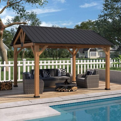 #ad #ad EAGLE PEAK 11x13 Hardtop Gazebo Outdoor Cedar Wood Frame Pavilion $1299.99
