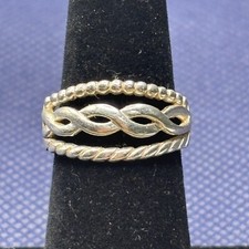Sterling Silver Ring Infinity Knot Size 6 Rope Beaded Texture Design Minimalist