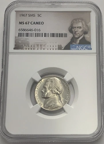 1967 SMS NGC MS67 Cameo Jefferson Nickel Special Mint Set Uncirculated Port Lbl