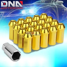20PCS 50MM GOLD ALUMINUM 25MM OD M12X1.25 CONICAL CLOSED-END LUG NUTS+ADAPTER