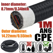 AN6 6AN ID:0.34" Fuel Line Hose Braided Nylon Stainless Steel Oil Gas CPE 3.28FT