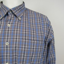 Peter Millar Dress Shirt Size XL Blue Checked Long Sleeve Button Down Men's B5