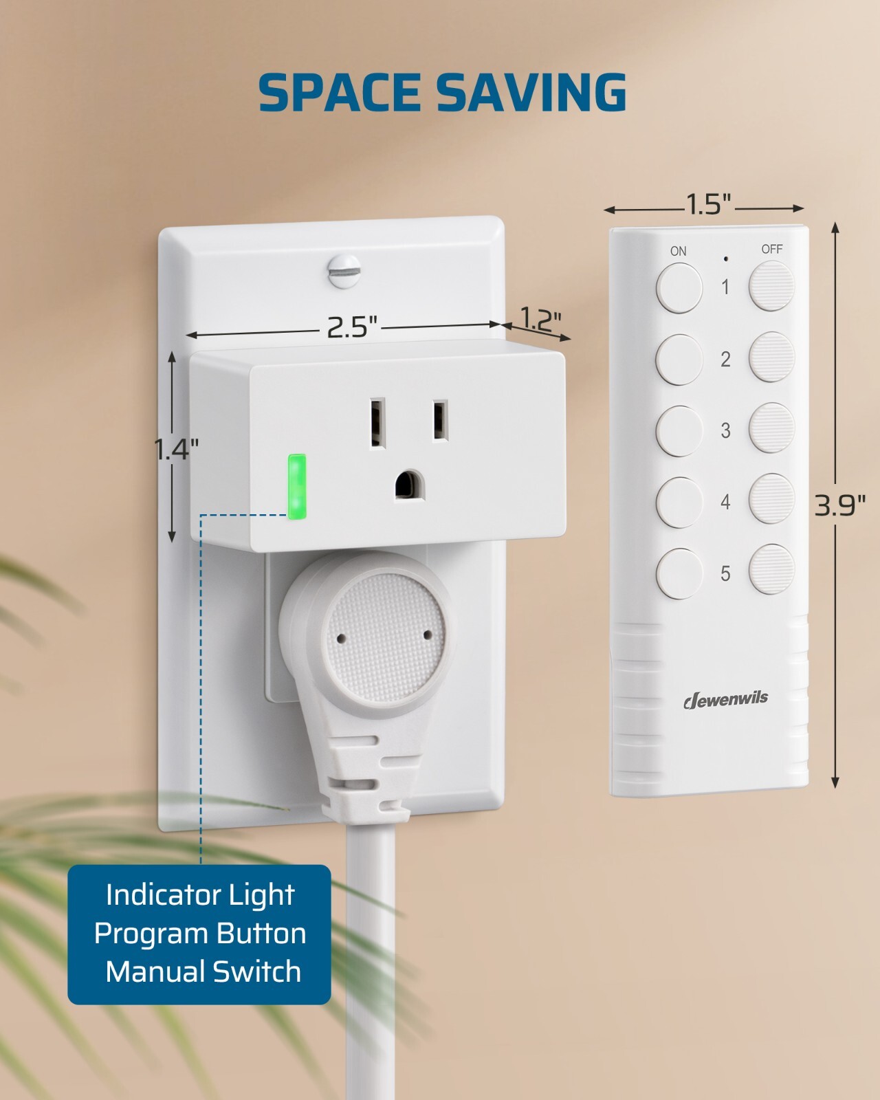 DEWENWILS Remote Control Outlet, 15A/1800W, FCC & ETL Listed, for Lamps, Fans