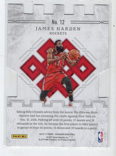 2016-17 Panini Excalibur Basketball James Harden Storm The Castle Die-Cut NM-MT - Picture 2 of 2
