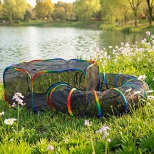 Portable Cat Enclosure - 2-in-1 Outdoor Catio with Tent Tunnel, Foldable Pl...