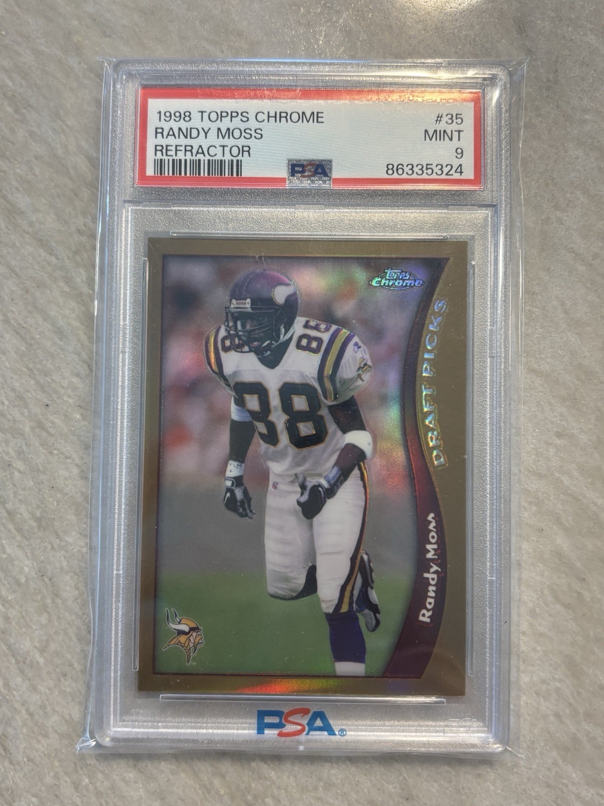 1998 Topps Chrome #35 Randy Moss Refractor Rookie PSA 9 Mint Minnesota Vikings