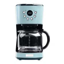 Heritage 12-Cup Turquoise Retro Style Coffee Maker Programmable with Strength Co
