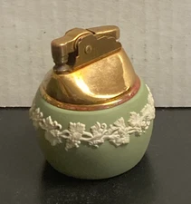 Vintage Wedgwood Green & White Jasperware Table Lighter
