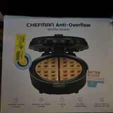 Chefman Anti-Overflow Black Waffle Maker Nons...