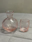 Vintage Pink Depression Glass Bedside Tumbler And Water Carafe Wild Rose Pattern