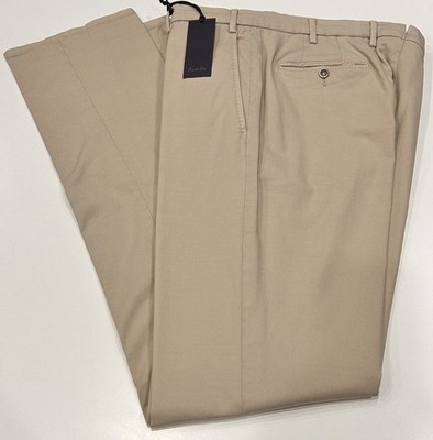 Zanella Devon Flat Front Super 110's Wool Serge Pant in Tan - Size: 35
