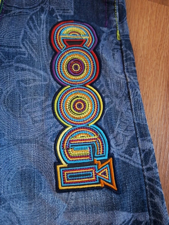 Coogi Embroidered Lion Toucan Bird Forest Skater Grunge Denim Shorts Kid Small - Image 4 of 4