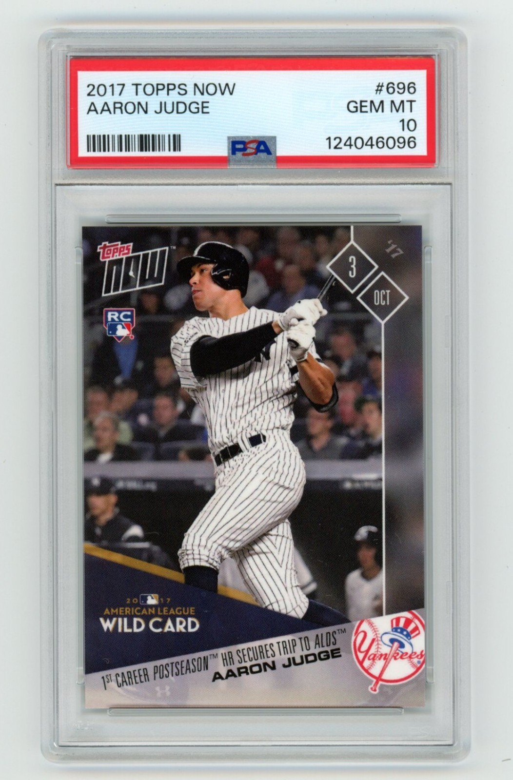 PSA 10 Aaron Judge 2017 Topps Now #696 1st Postseason HR Secures Trip to ALDS RC
