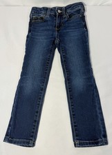 Jumping Beans Girls Jeans Size 4 Adjustable Waist Stretch Denim Dark Blue Wash