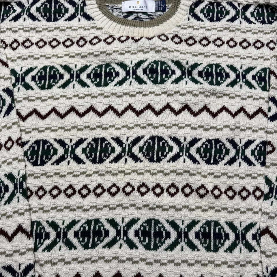 Suéter Suéter de Colección Años 90 Bill Blass Tejido Cuello Redondo Abuelo Hecho en EE. UU. Talla XL Foto 2 de 4