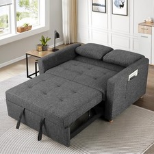 3-in-1 49" Convertible Sofa w/ Pull-Out Bed Adjustable Backrest Loveseat Sleeper