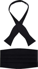 Men'S 100 Silk Self-Tie Bow Tie and Cummerbund with Gift Box - Black