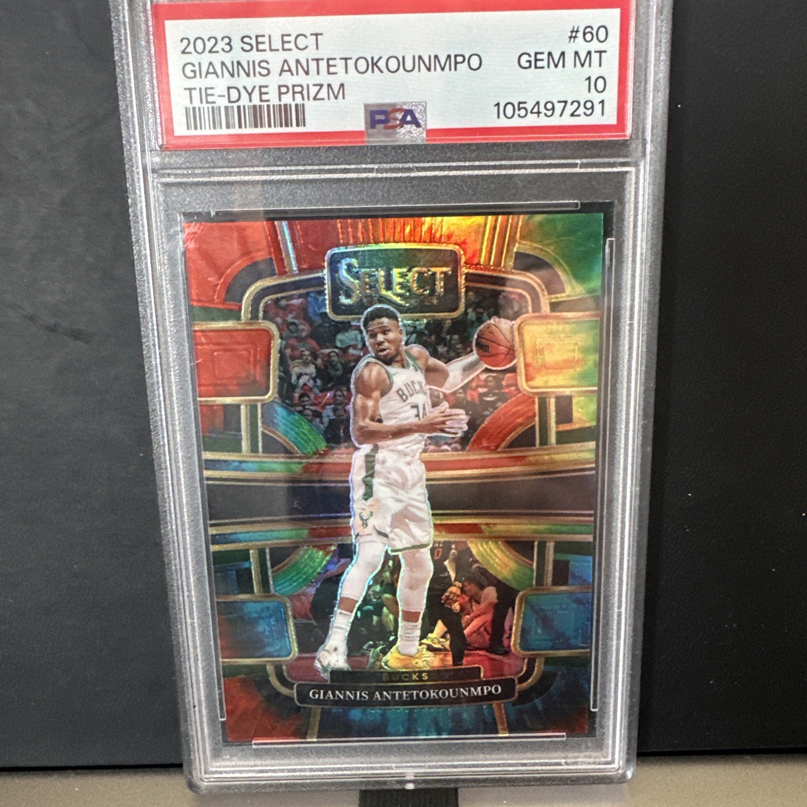 2023 PANINI SELECT TIE-DYE PRIZM #60 GIANNIS ANTETOKOUNMPO 25/25 Bookend PSA 10