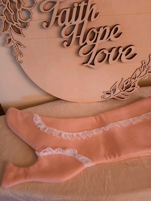 Pretty Pink Granny Boot Style Christmas Stocking, Handmade