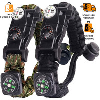 Survival Armband Kit Mit Feuerstein Kompass Thermometer Pfeife Led