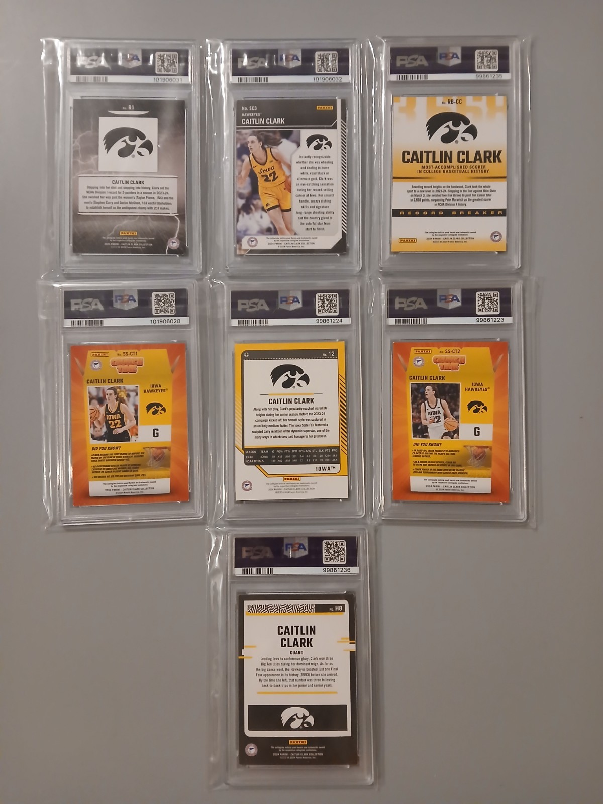 Caitlin Clark PSA Lot - Panini Contenders - Donruss (PSA 7 -9) 7 Card Lot view 5