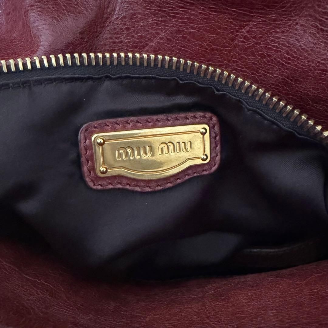 MIU MIU Vitello Lux Side Ribbon 2Way Tote Bag Brown Y2K 90s 00s