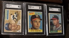 1956 1958 1961 Topps Ed Mathews Lot Topps SGC Graded 4,3, 4 Eddie Mathews